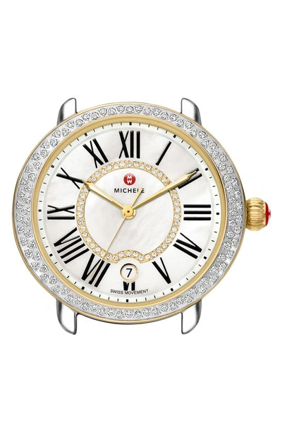 Shop Michele Serein 16 Diamond Watch Case, 34mm X 36mm In Gold/ Silver