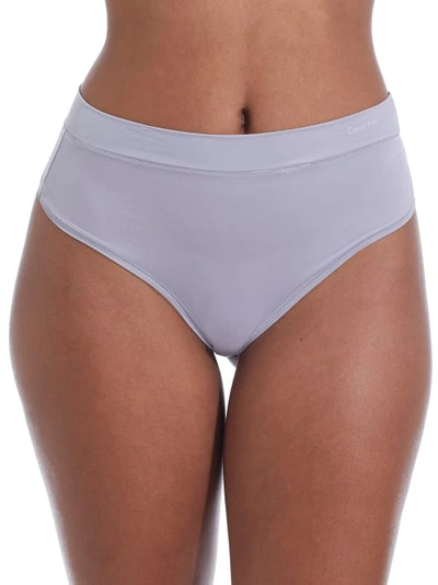 Shop Calvin Klein High-waist Thong In Sleek Silver