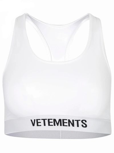 Shop Vetements Classic Logo Sports Bra Top White