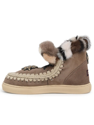 Shop Mou Beige Suede Eskimo Stars Sneakers