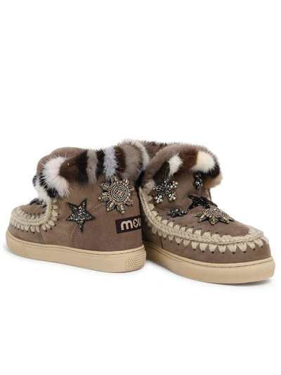 Shop Mou Beige Suede Eskimo Stars Sneakers