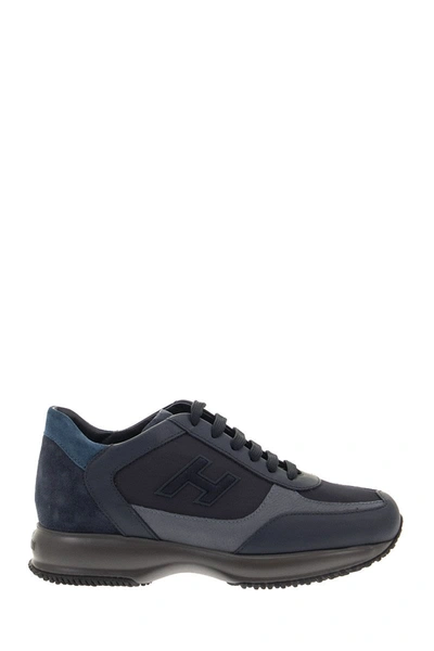 Shop Hogan Interactive - Smooth Leather And Suede Sneakers In Blue