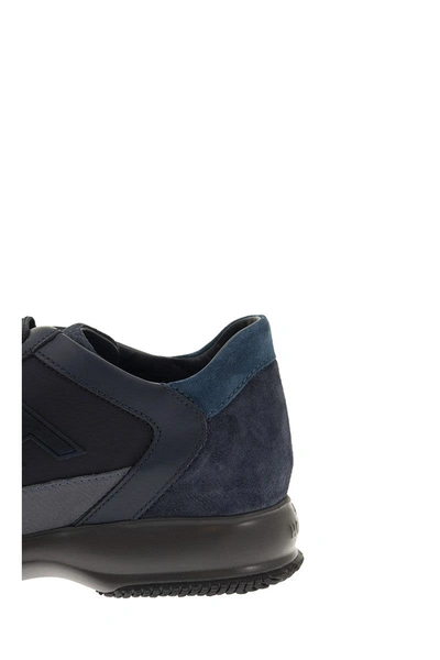 Shop Hogan Interactive - Smooth Leather And Suede Sneakers In Blue
