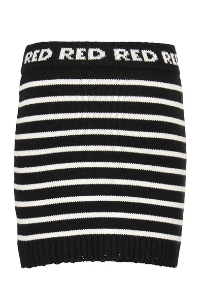 Shop Red Valentino Striped Wool Blend Knitted Mini Skirt In Black