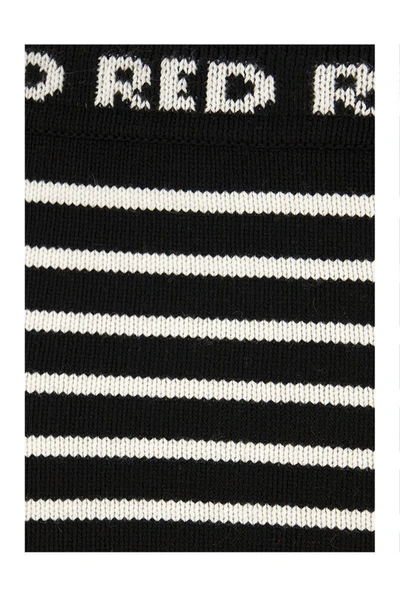 Shop Red Valentino Striped Wool Blend Knitted Mini Skirt In Black
