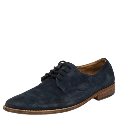 Pre-owned Dolce & Gabbana Blue Suede Lace Up Oxfords Size 41.5