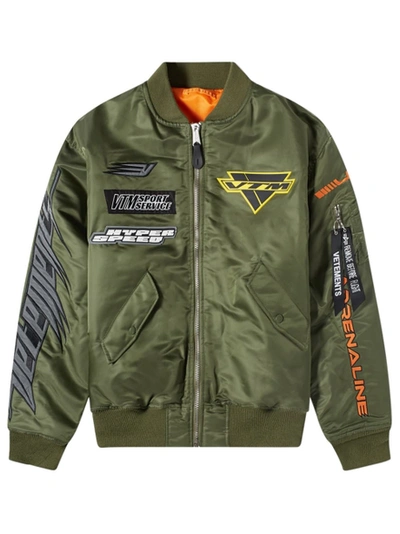 Shop Vetements Racing Logo Bomber Jacket Green