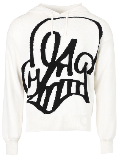 Shop Off-white X Katsu Recycled Knit Hoodie White And Black