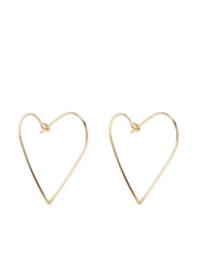 Shop Petite Grand Heart Hoop Earrings In Gold