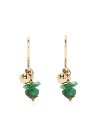 Shop Petite Grand Tegan Emerald Drop Earrings In 金色