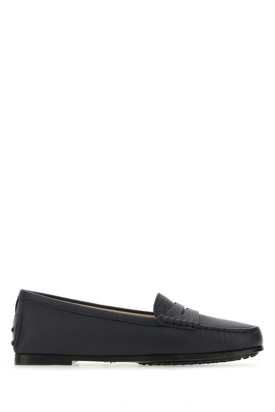 Shop Tod's Dark Blue Leather City Loafers  Black  Donna 40