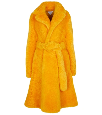 Belted Shearling Coat In Yellow Belted Shearling Coat In Yellow