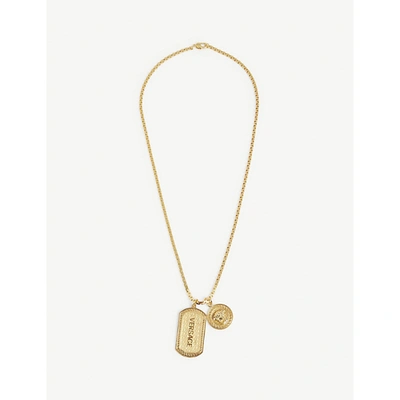 Shop Versace Medusa And Dog Tag Gold-tone Necklace