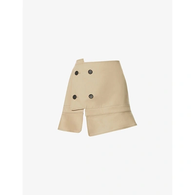 Shop Monse Womens Khaki Trench Split-front Stretch-cotton Mini Skirt M