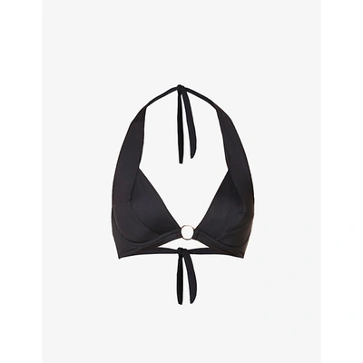 Shop Max Mara V-neck Underwired Bikini Top In Black