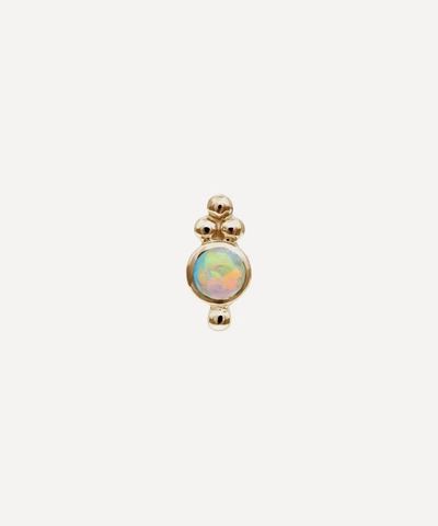 Shop Maria Tash 14ct Opal Four Ball Trinity Single Threaded Stud Earring In Gold
