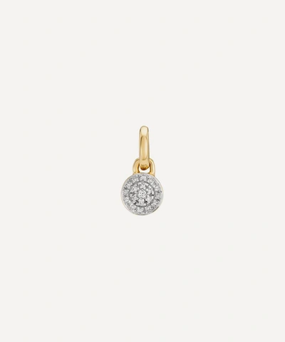 Shop Monica Vinader Gold Plated Vermeil Silver Fiji Mini Diamond Button Pendant Charm
