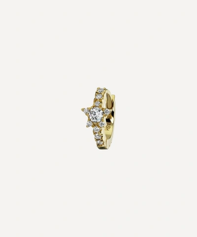 Shop Maria Tash 18ct 6.5mm Diamond Star Eternity Single Hoop Earring In Gold
