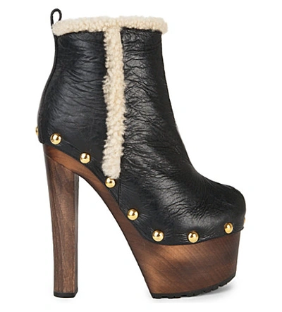 Giuseppe Zanotti Studded Leather And Shearling Ankle Boots In Black