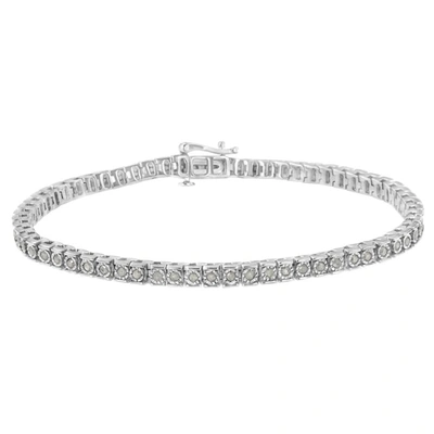 Shop Haus Of Brilliance .925 Sterling Silver 1 Cttw Diamond Square Frame Miracle-set Tennis Bracelet (i-j Color, I3 Clarity) In Silver Tone,white