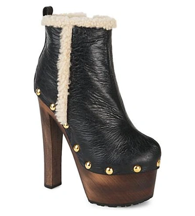 Shop Giuseppe Zanotti Studded Leather And Shearling Ankle Boots In Black
