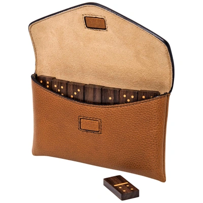 Shop Burberry Wooden Domino Set With Grainy Leather Case In Brown