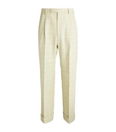 Shop Gucci Check Trousers In Beige