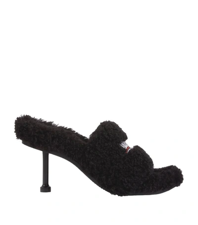 Shop Balenciaga Furry Heeled Sandals 80 In Beige