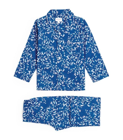 Shop Derek Rose Kids Cotton Dotted Pyjama Set (3-16 Years) In Blue
