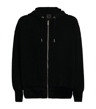 Shop Givenchy Zipped Velour Hoodie In Black