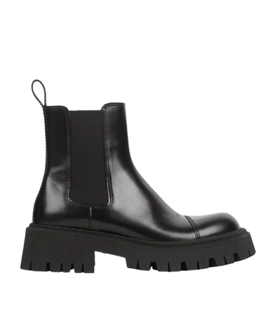 Shop Balenciaga Leather Tractor Boots In Black