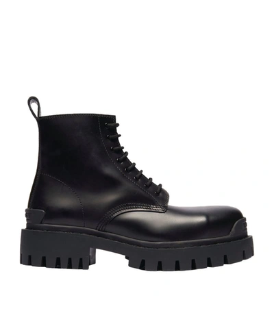 Shop Balenciaga Leather Strike Boots In Black