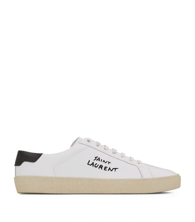 Shop Saint Laurent Leather Court Classic Andy Sneakers In White