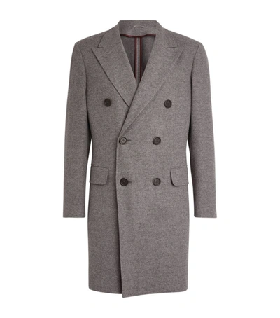 Shop Canali Wool-cashmere Overcoat In Grey