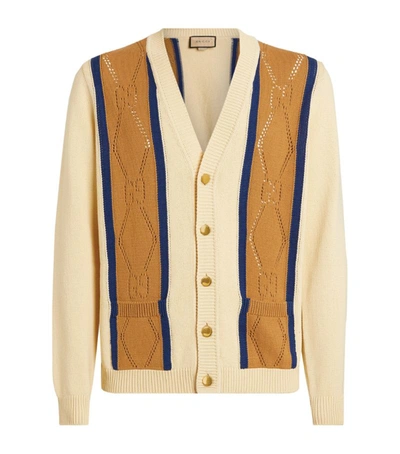 Shop Gucci Gg Supreme Striped Cardigan In Ivory