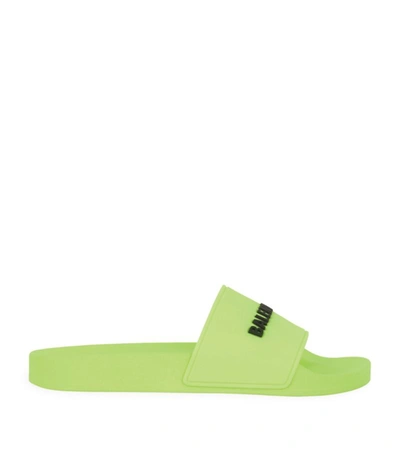 Shop Balenciaga Logo Slides In Yellow