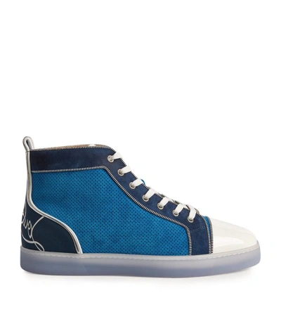 Christian Louboutin Fun Louis Suede & Patent Sneaker In Blue | ModeSens