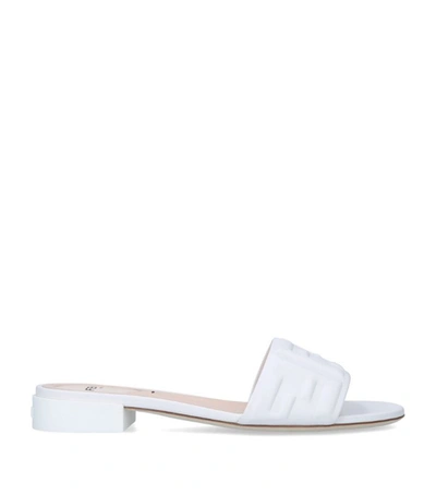 Shop Fendi Leather Ff Slides 25 In White