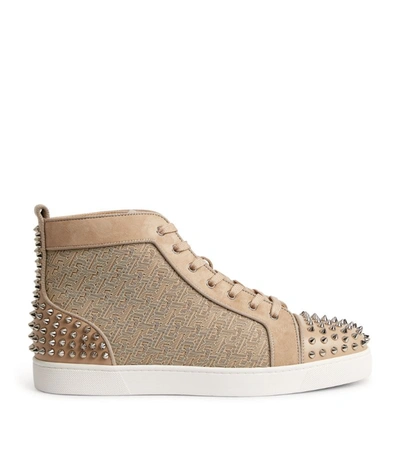 Shop Christian Louboutin Lou Spikes 2 High-top Sneakers In Beige