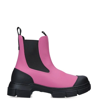 Shop Ganni Recycled Rubber Chelsea Boots In Pink