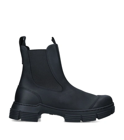 Shop Ganni Recycled Rubber Chelsea Boots In Black
