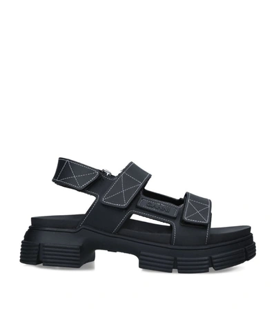 Shop Ganni Recycled Rubber Sandals In Black