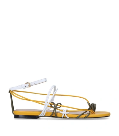 Shop Jw Anderson Leather Open Laced Flat Sandals In Yellow