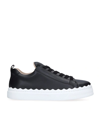 Shop Chloé Leather Lauren Sneakers In Black