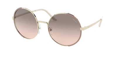 Shop Prada Pink-grey Gradient Round Ladies Sunglasses 0pr 59xs 07b4k0 57 In Gold Tone,pink