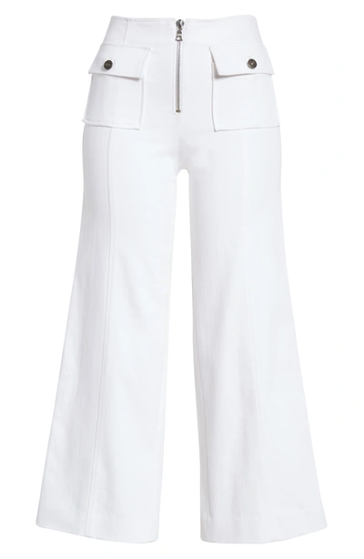 Shop Cinq À Sept Azure High Waist Zip Wide Leg Crop Jeans In White