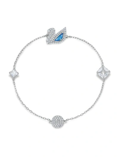 Shop Swarovski Ladies Remix Crystal Swan Magnetic Bracelet, Size Medium In Silver Tone