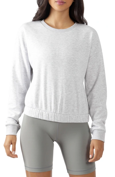 Shop 90 Degree By Reflex Crew Neck Pullover Crop Sweatshirt In Htr.grey