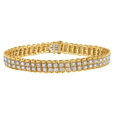 Shop Haus Of Brilliance 2 Micron 14k Gold Plated Sterling Silver 4ct. Tdw Diamond Tennis Link Bracelet (i1-i2 In Gold Tone,silver Tone,yellow