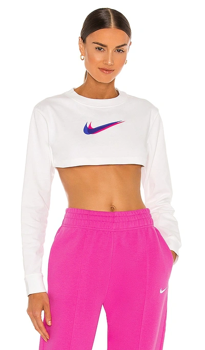 Nike Dance Super Crop Long Sleeve Top In White | ModeSens